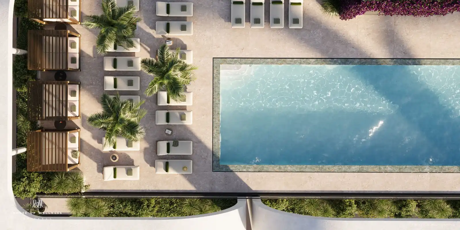 Vista aérea de la piscina